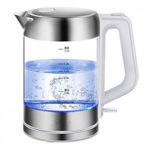 304 stainless steel High quality electric glass tea kettle with blue LED light