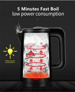 Home Kitchen Appliances 1.8L 1500W Over-Dry Protection Double Layer Electric Kettle